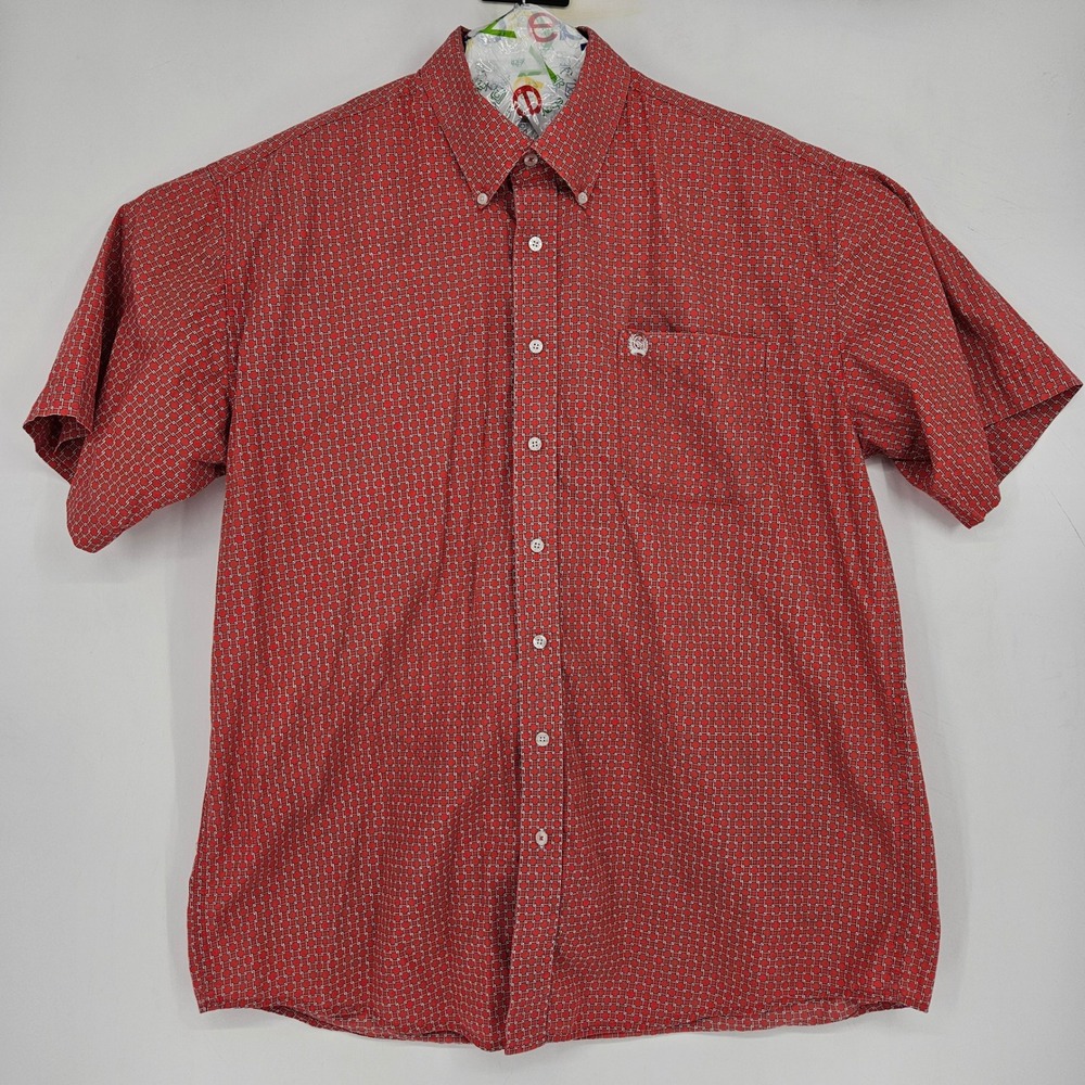 Cinch Shirt Mens Extra Large Button Down Western Rodeo Short Sleeve Red